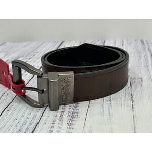 NWT Levi's Mens Brown Black Coated Leather Reversible Dress Belt Size 32